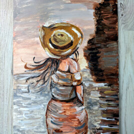 Wanddecoratie vrouw aan zee